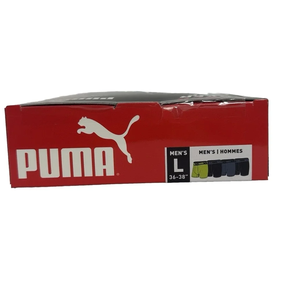 NEW MENS PUMA 4 PACK DRY CELL BOXER BRIEF PREMIUM ACTIVE STRETCH TAG FREE Size L